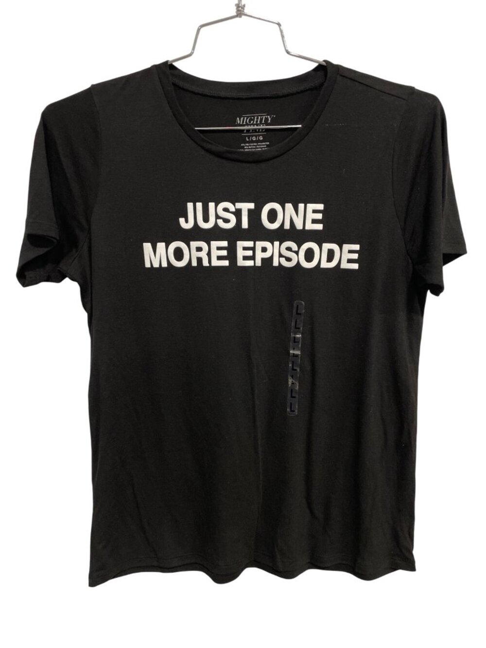Mighty Fine Graphic Tee Large Just One More Episode Crewneck Short Sleeve Black
